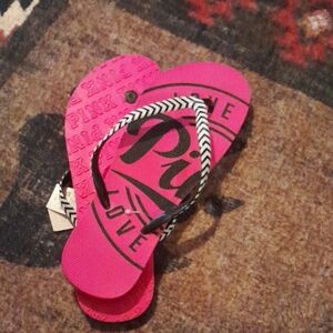 Pink Flip Flops with Black Straps